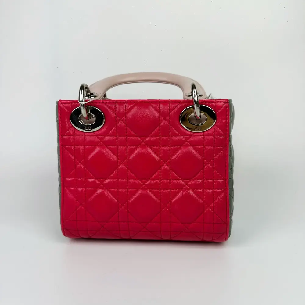 Pre-owned Dior 585 Christian Lady Mini Cannage Lambskin Leather Messenger Bag, COA Before Ship, Final Sale