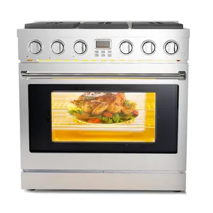 【GARVEE】36" Gas Range Oven With 6 Sealed Gas Burner & 6.0 Cu.  Ft & 106500BTU, Freestanding & Slide-In Full Gas Range Stove With Heavy Duty Grates, Stainless Steel Dual Fuel Range for Home and Commercial