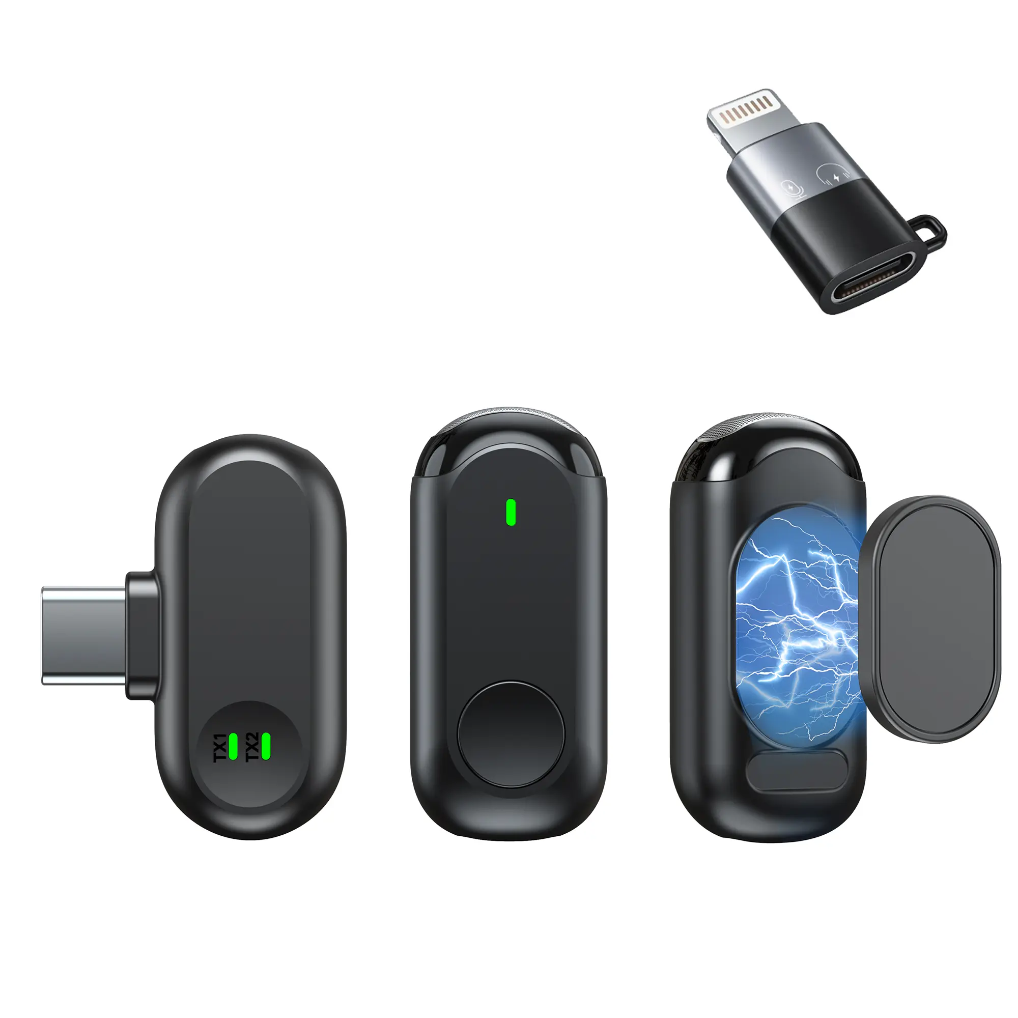 Wireless Mini Microphone for iPhone Android,Mini Mic for Video Recording,Plug & Play Lapel Professional Mic with Noise Reduction, Mute, and Reverb for YouTube TikTok Vlog Podcast