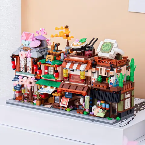 Mini Street View (1 Set), Creative Street View Stores Blocks Building Kit, DIY Building Model, Model & Toy Scene For Kids & Adults, Assembly Building Blocks, Model Building Kits