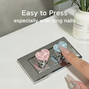 Heart Shape Crystal Toilet Seat Cover, Cute Peach Button Bathroom Accessories, Creative Nail Art Supplies, Sticky Design