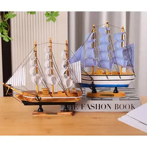 Creative Painted Small Sailboat Ornament Craft Sailboat Model Home Decoration