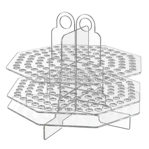 120 Slot Pen Holder Clear Acrylic Organizer Non Spinning Desktop Marker Paint or Makeup Brushes Lip Eye Liner Office Art Studios Classroom Salons Stationary Space Saving (Spinner Not Included) by 321 Plastics
