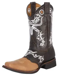 Men's El General Closed Rodeo Boot - Crazy Honey/Dark Brown 33316, Suede-Leather Footwear with Rubber Construction