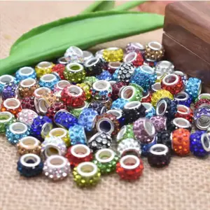 50pcs Mixed Color Large Hole Wheel Rhinestone Beads, DIY Handmade Jewelry Making, Bracelet Necklace Decoration, Valentine's Day Gift