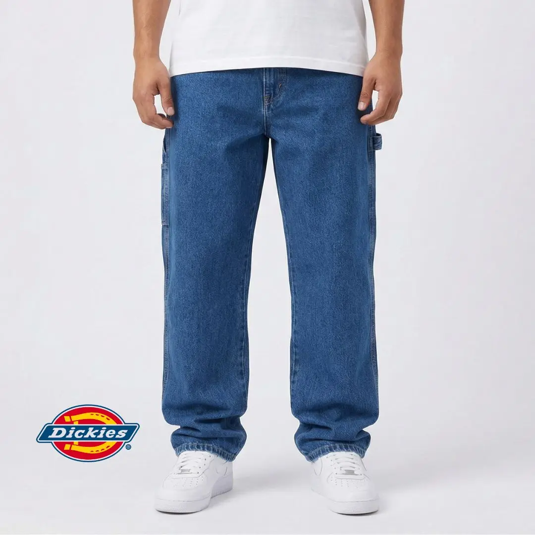 Dickies Men's Classic Carpenter Jeans, Relaxed Fit Stonewashed Denim with Multiple Pockets for Tool Storage, Workday Ready Clothes, All Seasons