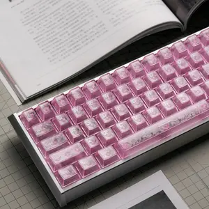 Frosted Translucent Carbon Fiber Keycaps, 132 Keys Front Engraved, Cherry Profile PC Double-Shot Molding, MX Switch Compatible 61-108 Layout, Stylish Replacement Keycap Set, Keycaps Only, Keyboard Not Included