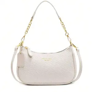 New Fashion Classic Wild Shoulder Bag Letter Pattern Decoration Design Solid Color Pu Waterproof Fabric Shoulder Crescent Bag Underarm Bag Handbag Suitable for Shopping, Outgoing