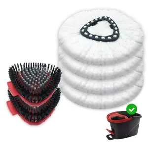 Mop Head & Scrub Brush Head Replacement, 1 Set Mop Refills for Ocedar Easywring Microfiber Mop Refills 1tank System, Household Essentials, Spin Mop Refill, Spin Mop Replacements