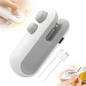Mini Snack Bag Sealing Machine Portable 2 in 1 Plastic Bag Sealer Rechargeable for Snacks Coffee Pet Food Packaging Kitchen Preservation Gift for Christmas New Year outdoorfun