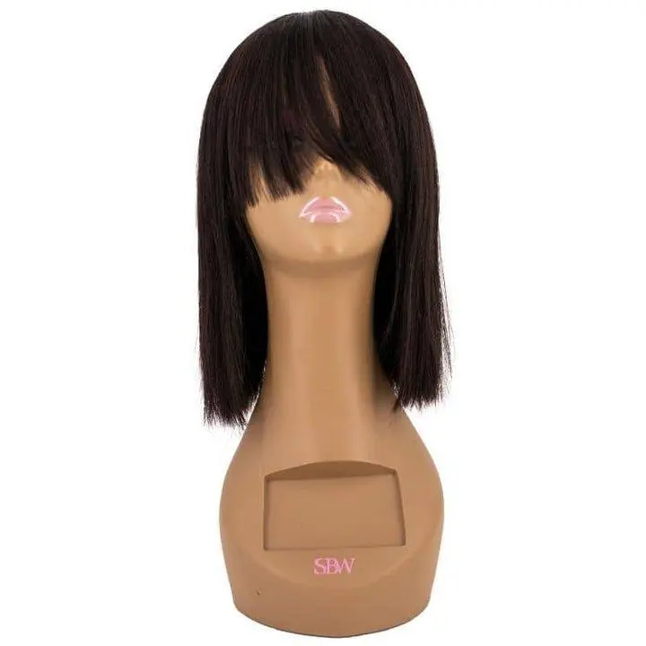 SBW Straight Bang Bob Wig 100% Human Hair 10" Length Natural 1B Color Virgin Hair 130% Density Can Lift to #27