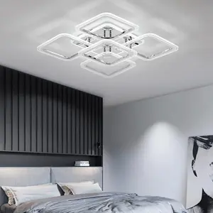 LED Ceiling Light, Semi-Recessed Installation, Three Color Adjustable, Remote Control, Suitable for Living Room, Bedroom, Kitchen, Dining Room
