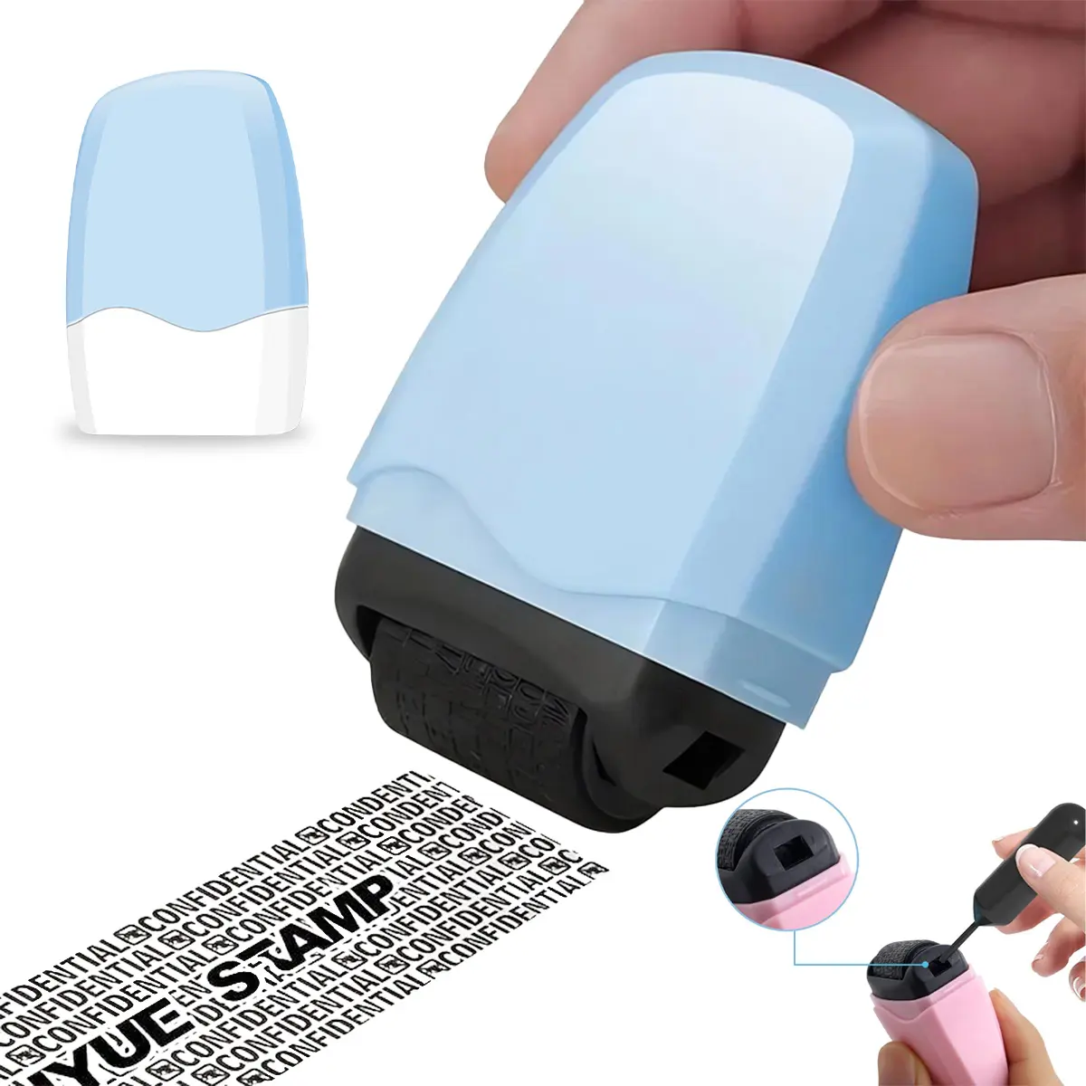 Privacy Cover Roller Stamp, Blackout Ink Stamp for Hiding Personal Information on Paper Documents, Reusable Privacy Protection Tool for Mail, Bills, Labels & Office Use