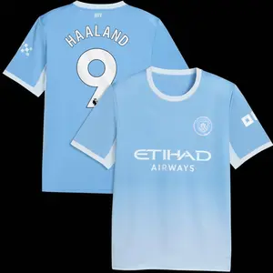 Unisex Soccer/Football Manchester City Team Erling Haaland #9 Laliga 2026/27 Home Replica jersey - Light Blue JF