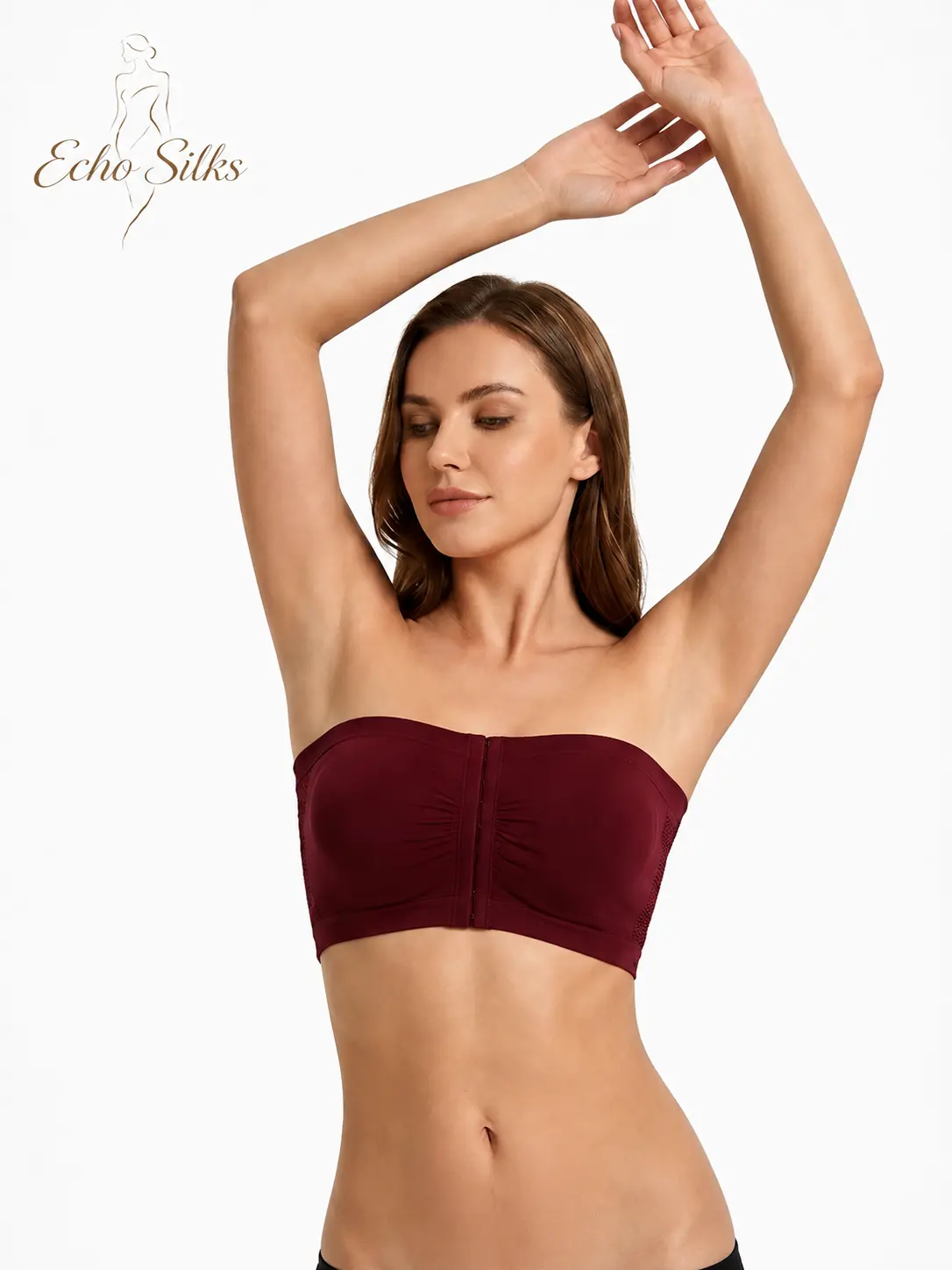 Women's Strapless Bandeau  | Front Hook Closure | Wireless -Up Tube  | Breathable Lightweight Back Smoothing Bralette bra top  push delicate lace wire