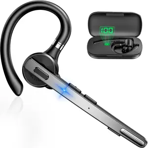 M53-New bee Bluetooth Headset, 72H Talktime Wireless Bluetooth Earpiece for Cellphone with 500mah Charging Case V5.1 Dual Mic Noise Cancelling Hands-Free Earphones for Office Driver