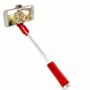 Selfie Stick For Phone Mobile Cell Holder Stand Smartphone Monopod Telescopic Pole Retractable Extendable Cellphone Photo Selfy Red