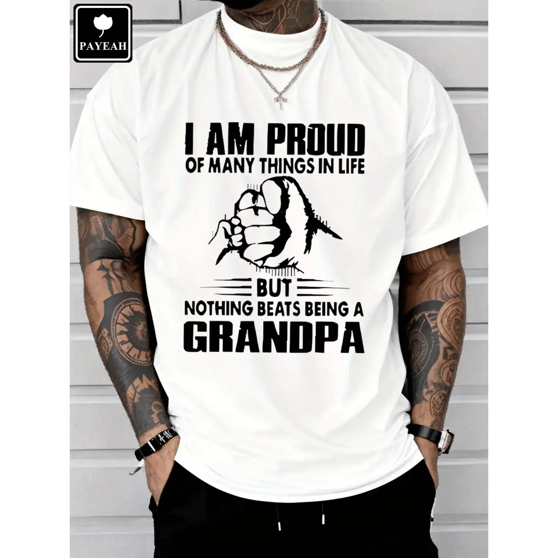 PAYEAH Proud Of Many Things In LifeNothing Being A Grandpa Monogrammed T-Shirt 100% Heavy Cotton T Shirt......