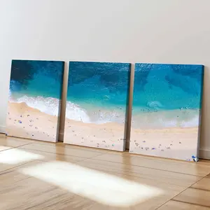 3 Piece Set Wooden Framed Canvas Poster, Ocean, Seashells, Coastal Art, Swimming, Vintage Oil Painting Style, Sea Aesthetics, Home Decor, Art Print, Wall Art for Living Room, Bedroom, Office, Hallway, Ideal Gift For Friends.