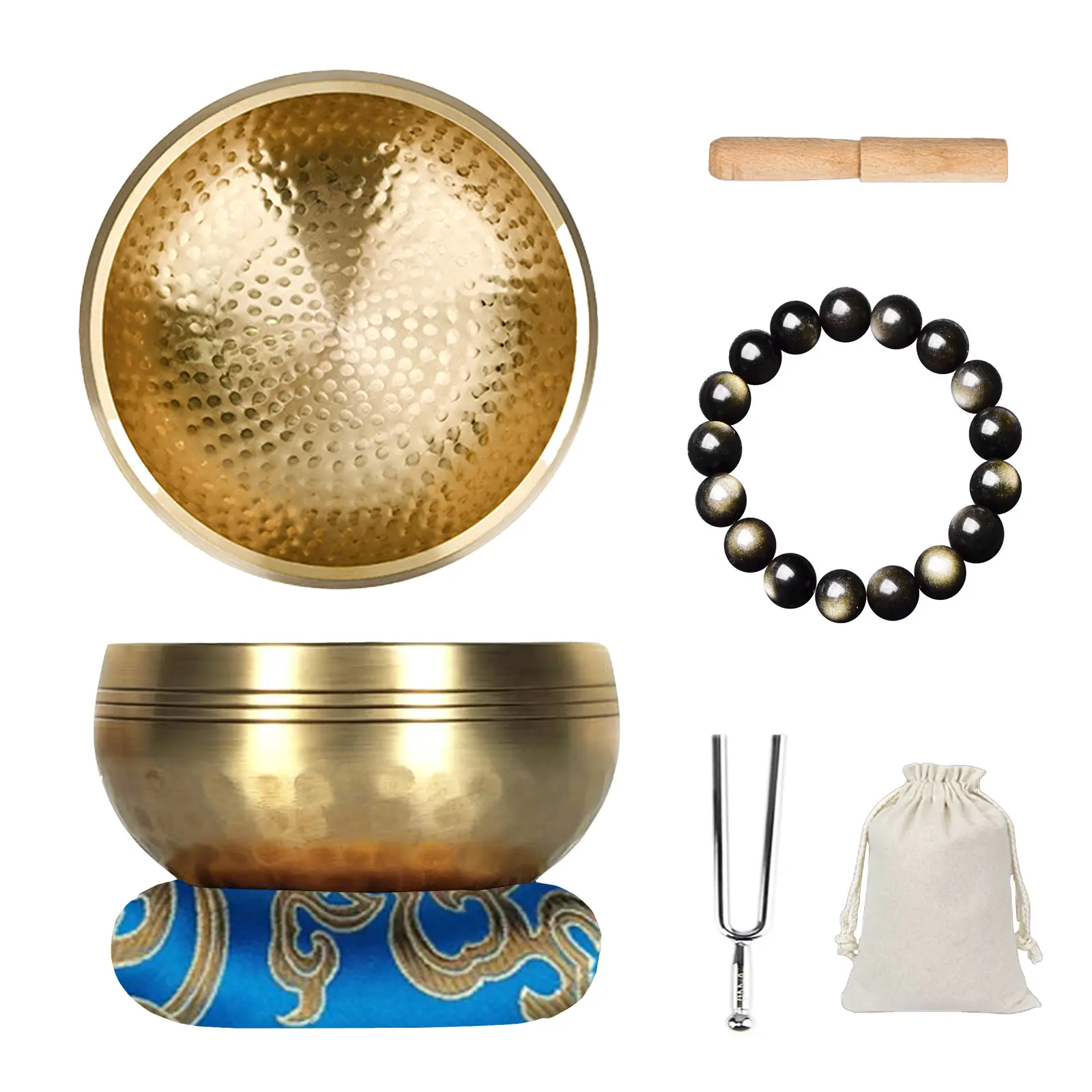 Unisex Tibetan Handmade Craft Singing Bowl Set - 3.14in Hand-Hammered Percussion Instrument by Nepal Artisans, 194g, with Fabric Case, Tuning Fork, Resonant Tone for Adults' Serenity, Mindfulness & Meaningful Gift