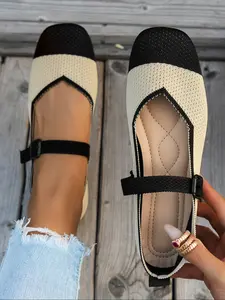 Women's Square Toe Ballet Flats, Low Heel Slip-On Shoes, Comfortable Breathable Design, Summer Shoes, Classic Soft Style for Daily Wear Footwear