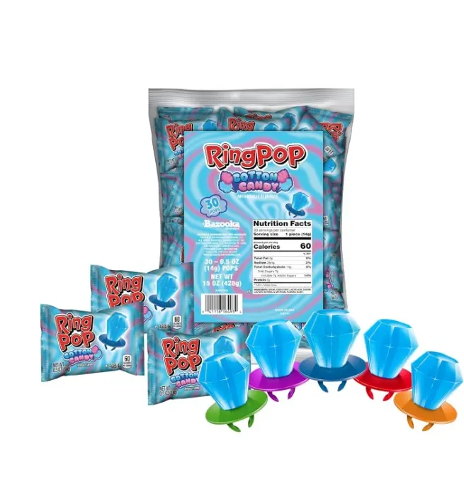 Ring Pop Individually Wrapped Cotton Candy Flavored Lollipop 30 Count Bulk Pack – Wearable Hard Candy Rings for Kids, Fun Sweets for Parties, Party Favors & Goodie Bags