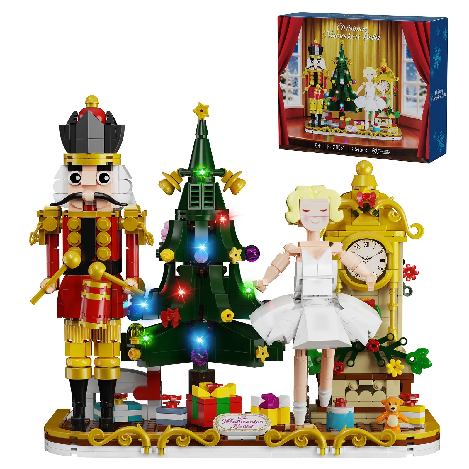 Nutcracker Christmas Decor Building Toys, Gingerbread House with Light, 2026 Xmas Gifts Ideas for Adults, Kids Girls Boys Ages 8-12, Compatible for Lego Christmas Village Decorations for Home tiktokshopbacktoschool