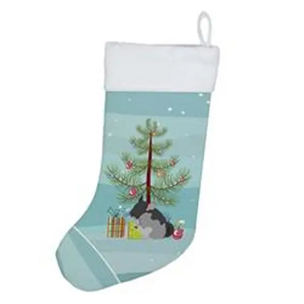 Unisex Black Velvet Christmas Stocking with Chinchilla Animal Design, 18x13.5 in, 0.4 lbs Adult Holiday Decor Gift for Home & Festive Supplies, Hanger