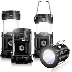 【Beach Party Carry-on】4 Pack Collapsible LED Camping Lanterns - Lightweight Waterproof Solar & USB Rechargeable Emergency Lanterns for Power Outages, Outdoor Camping, Hurricane Preparedness & Survival Gear, LED Camping Lights & Handheld Flashlights,