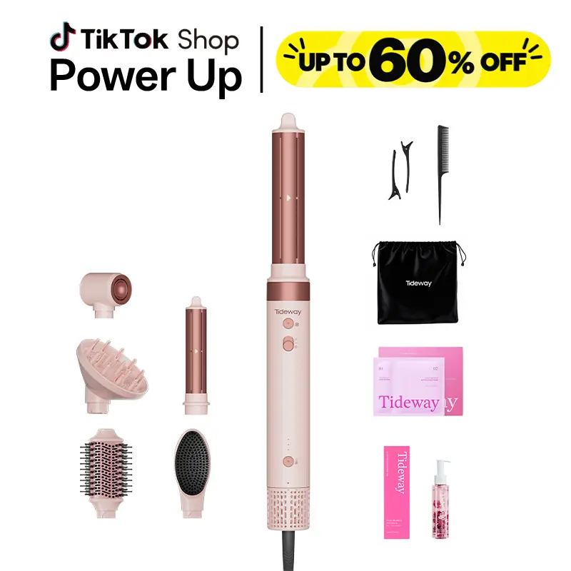Tideway Prowaver 6-in-1 Ionic Air Styler, Hair Dryer Brush with Auto-Wrap Curlers for Fast Drying, Smooth Blowouts & Voluminous Curls, Dual Voltage techvibes