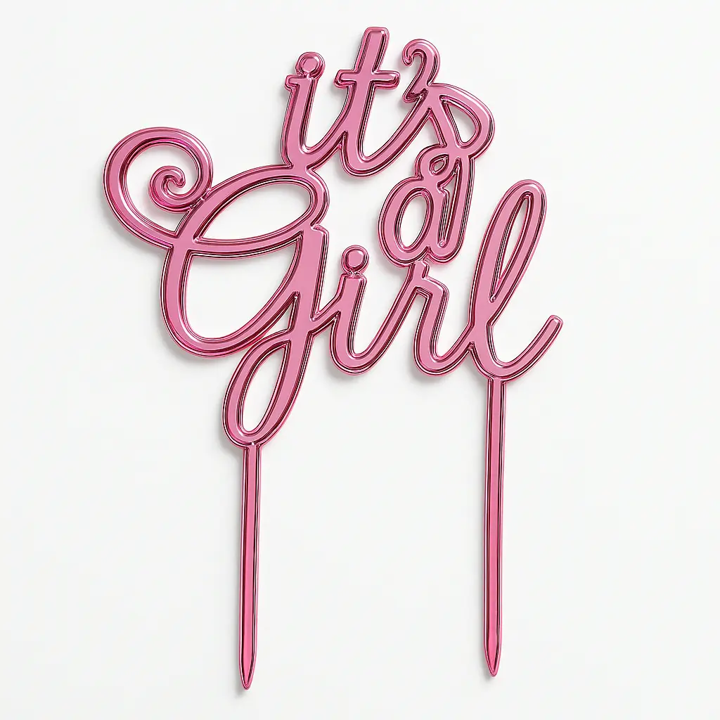 "It's a Girl" Pink Cake Topper for Baby Shower