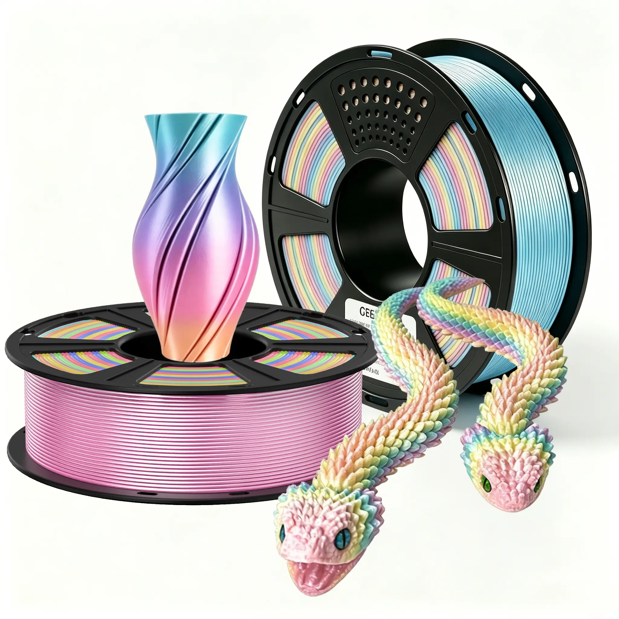 Geeetech High Quality Silk PLA 3D Printer Filament, 1kg 1.75mm, Vacuum Packaged (Gold, Copper, Sky Blue), Anti-Warping, Neatly Wound, +/-0.02mm Dimensional Accuracy, High Precision, 40-60mm/s Printing Speed, Festival-Ready 3D Printing Supply