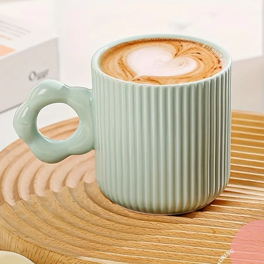 Striped Pattern Ceramic Mug, Large Capacity Coffee Breakfast Cup, Drinking Cup for Home Office Use, Gift for Friend & Family, Drinkware