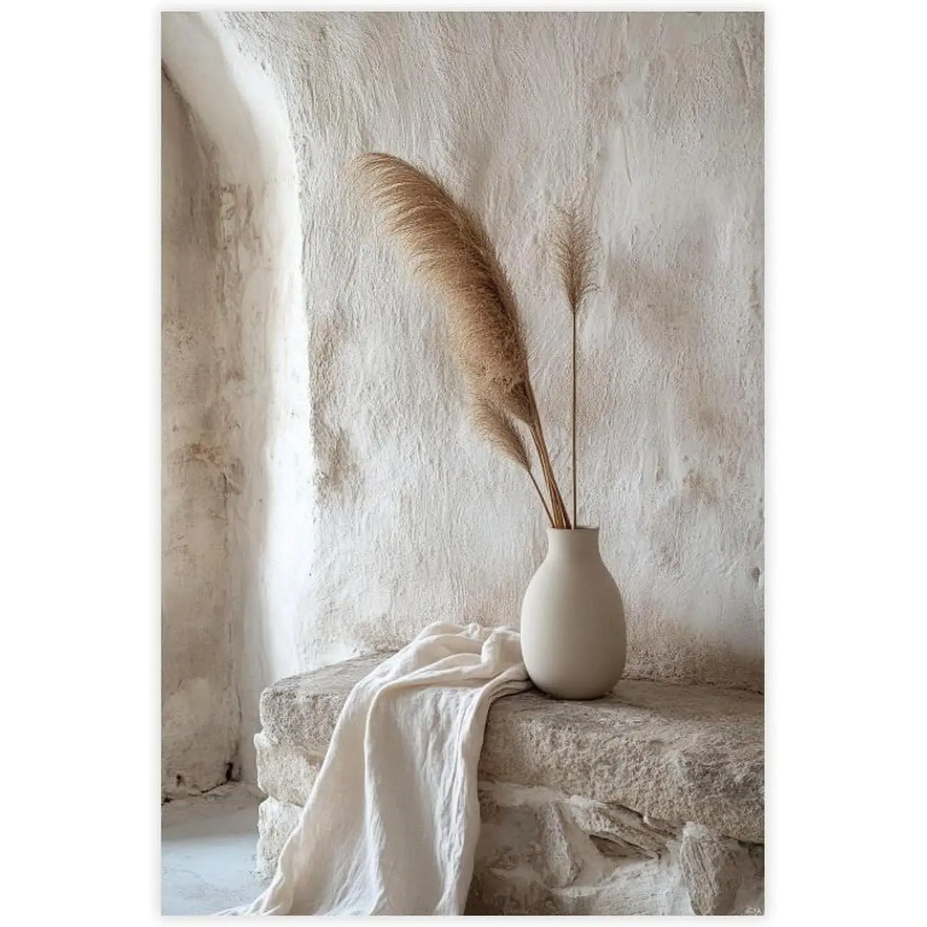Minimalist Still Life Wall Art – Ceramic Vase And Pampas Grass Poster – Neutral Tones Modern Home Decor Print Poster Print Decorative Painting Canvas Wall Art Living Room Posters Bedroom Painting 20x3