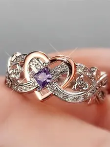Elegant Infinity Ring - 1pc with Purple Synthetic Zirconia - Engagement Wedding Band, Daily & Special Occasion Jewelryengagement rings, Cubic Zirconia Rings