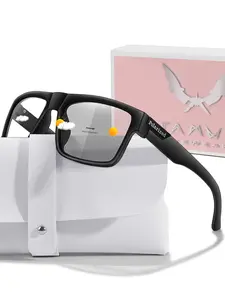 Fashion Light-Activated Color-Changing Glasses, Includes Case + Gift Packaging, Unisex Design for Outdoor Sports, Driving, Fishing, Cycling, Running, Sports Eyewear, Photochromic Cycling Glasses