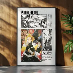 Demon Slayer Anime Poster - Kyojuro Rengoku Anime Manga Poster - Japanese Wall Decor - Anime Wall Print