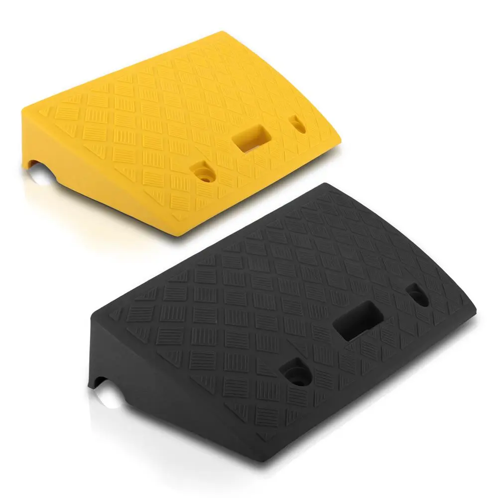 Portable Curb Ramps - 2PC Set | 6,600 lb Load Capacity Industrial Grade Plastic Driveway Ramp Set - Non-Slip Waterproof Design - Ideal for Cars, Trucks, Forklifts , Garage & Sidewalk Access