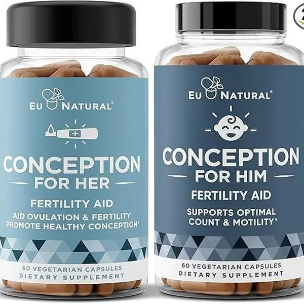 CONCEPTION FOR HIM Inositol & Folic Acid Cycle Health Support Vitamin Capsules, 60-Count Vegetarian Dietary Supplement, Vegetarian Caps