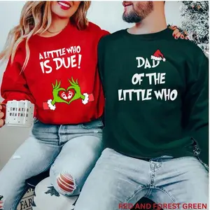 A Little Who Is Due Couple Sweatshirt, Mommy To Be Shirt, New Dad Shirt, Christmas Pregnancy Reveal Sweatshirt, Christmas Holiday Maternity Sweatshirt, Christmas Pregnant Shirt, Baby Reveal Xmas Party Shirt