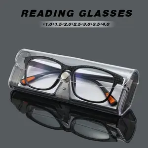 Square Anti-Blue Light Reading Glasses with Portable Case, Comfortable Vision Correction Eyewear for Daily Use, Stylish Design