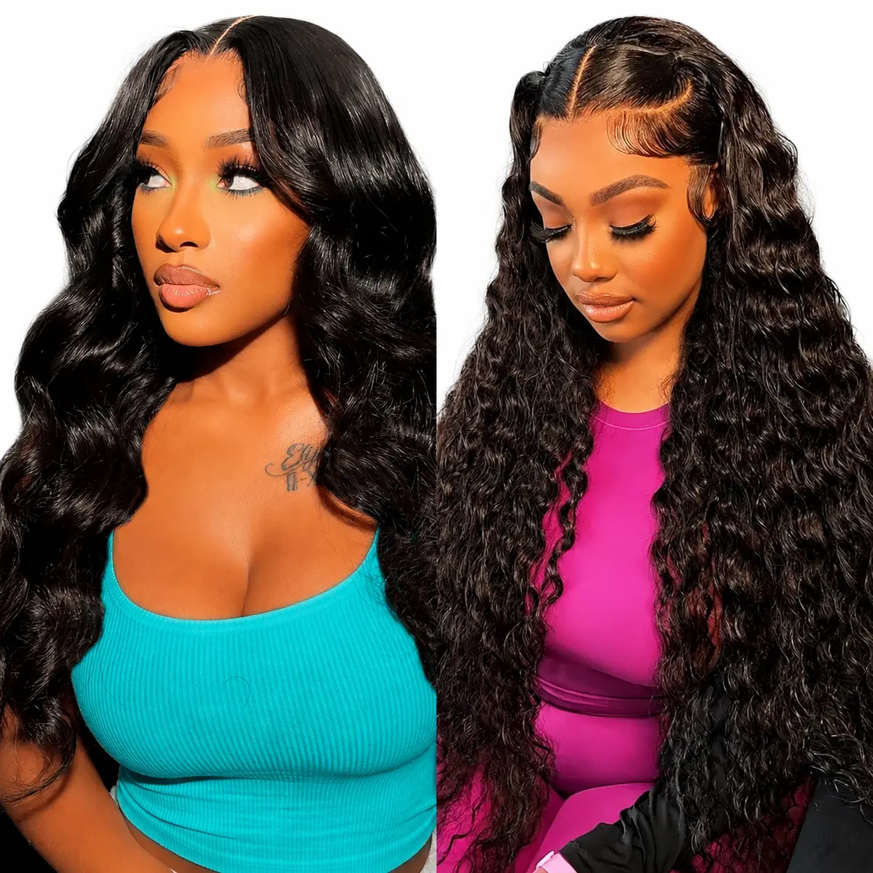 [Combo Sale 30"&30"]13x4 Deep Wave Lace Front Wigs Human Hair Wigs 180 Density HD Lace Front Wigs for Black Women Body Wave/straight Wigs  for Black Women Natural Color/Ombre Blonde/99j Color