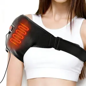 Heated Shoulder Brace, 3 Temperature Settings, Adjustable Strap, Breathable Fabric, Pain Relief, for Shoulder Pain & Frozen Shoulder, Home & Office Use