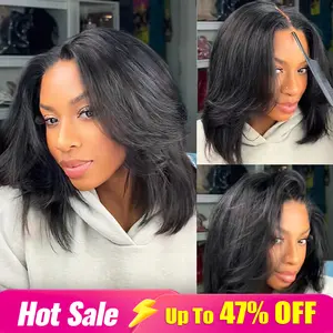 ISEE HAIR Wear Go 9x6 Tpart Layered Cut Bob Yaki Straight Wig 180% & 250% Natural Black & Reddish Brown Deep Part Pre-Cut Lace Front Wig & Pre-Bleached & Pre-plucked Hairling Glueless Human Hair Wig#SpringStatements#greenish#TikTokShopSpringGlowUp