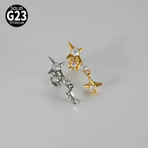 16G Titanium Celestial Star Helix Earring Stud