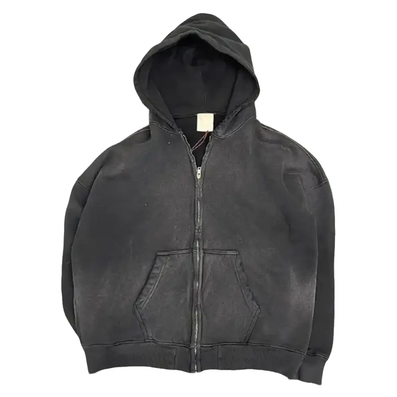 Angelbite Vintage Acid-Washed Oversized Black Hoodie Menswe Tops ar Sweatshirts Casual Vintage Style Streetwear Hooded Sweatshirts Minimalist Heavyweight Hoodies Long Sleeve