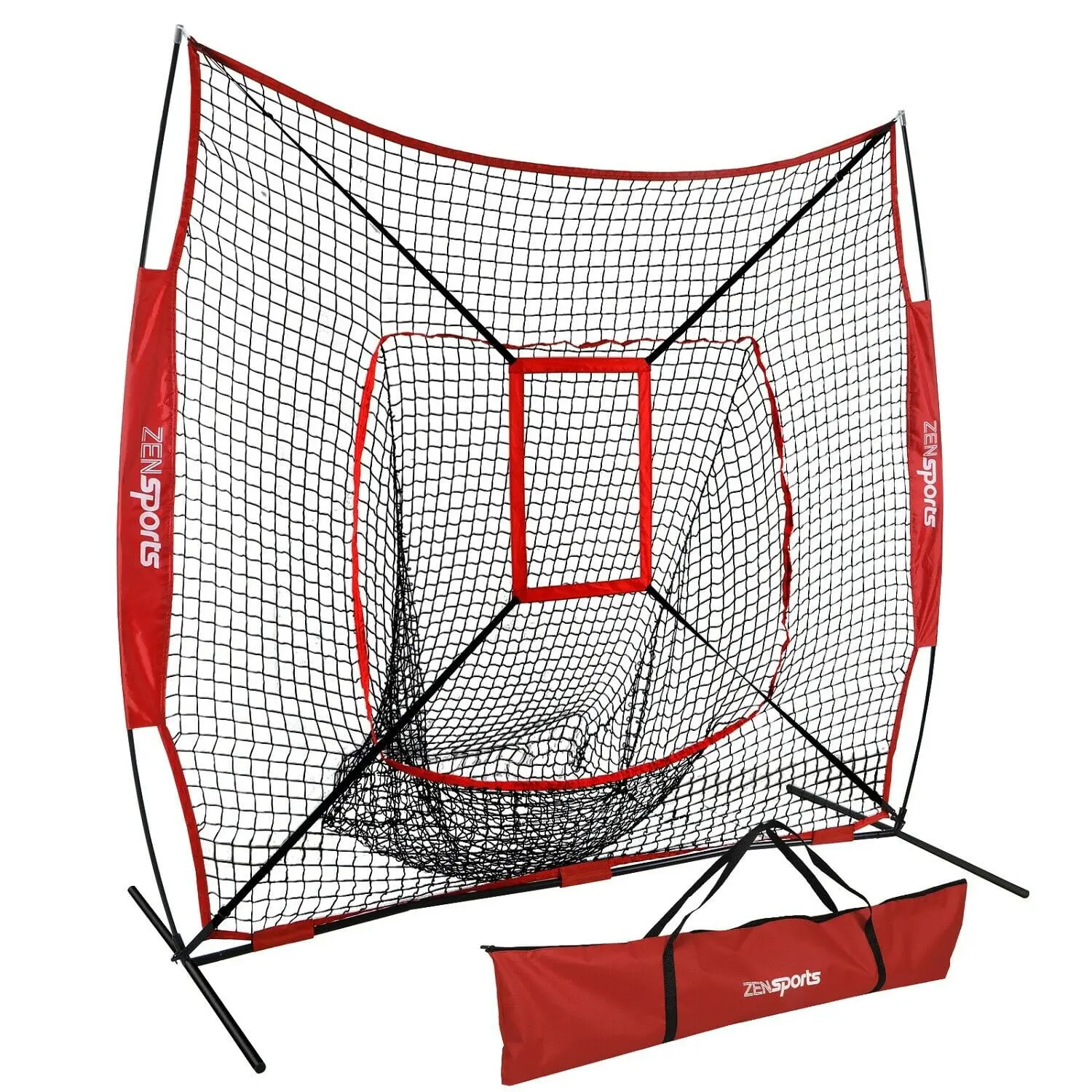 7x7ft Baseball & Softball Practice Training Net, Batting Practice Equipment with Strike Zone Target, Carrying Bag for Hitting, Pitching