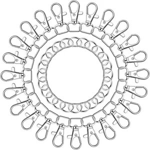 Anezus 100Pcs Key Chain Clip Hook and D Rings Set Include 50Pcs Swivel Snap Hooks Lanyard Clips and 50Pcs D Rings for Keychain and Purse Hardware (1/2” inside Width)