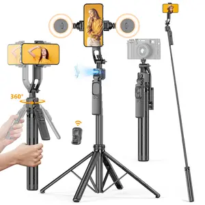 Smart Facial Recognition Smartphone Tripod,64''Selfie Stick,Photography Accessories, 360° Face Tracking Mobile Phone Pan & Tilt Stand, Outdoor Facial Tracking & Panoramic Tracking & Stabilization for Home & Outdoor, Gifts for Mums, Camera Mount