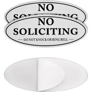 2 Pack No Soliciting Sign for Door, Do Not Knock or Ring Bell Sign, , 2.8" x 7", Keeps Unwanted Visitors Away